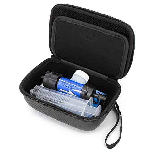 CASEMATIX Travel Case Compatible with Sawyer Mini Water Filter, Squeeze Pouch, Straw and Cleaning Plunger - Hard Shell Carry Case for Water Filter System and Accessories, Case Only