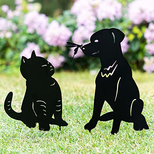 Cat Dog Garden Decor Metal Stake - Set of 2 Cat Dog Gifts