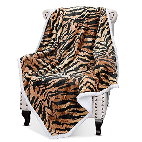 Catalonia Tiger Sherpa Throw Blanket