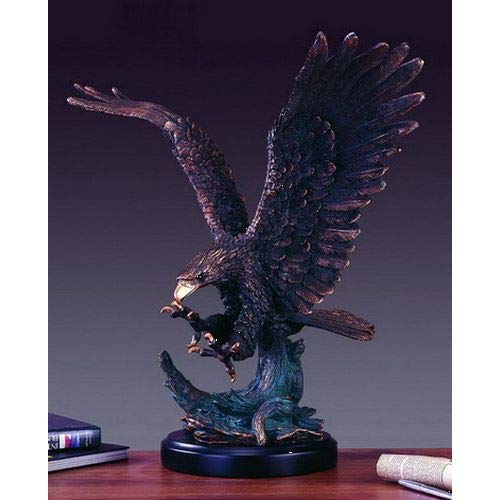 Catching Prey Eagle Bronze Finish Sculpture with Base, 25 inches H