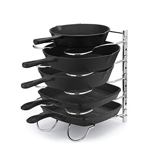 CAXXA Metal Pan Rack, Cookware Organizer | Adjustable Dividers