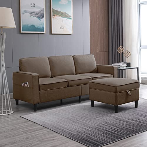 CECER Convertible Sectional Sofa Couch with Storage Ottoman