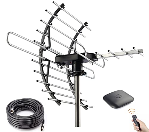 CeKay Digital HD TV Antenna, Outdoor/Attic Antenna, 360 Degree Rotation Wireless Remote, 200 Miles Range, 4K 1080P VHF UHF