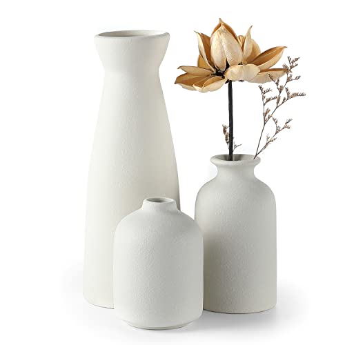 CEMABT White Ceramic Vase Set - Small Flower Vases for Decor