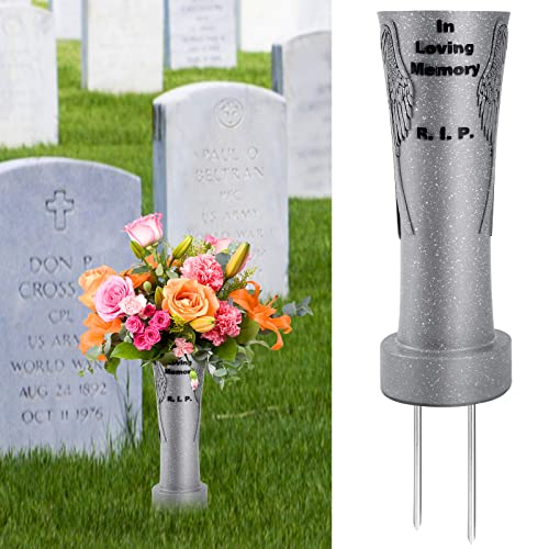 Cemetery Vase with Ground Spikes and Angel Wings