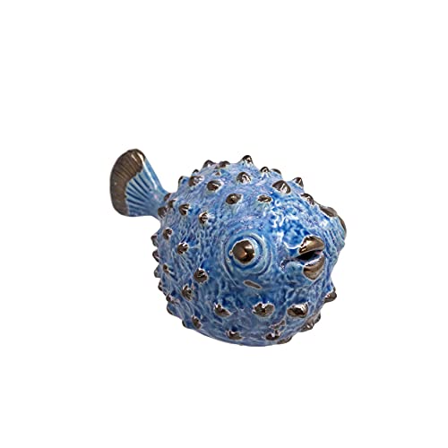 Ceramic Blue Fish Figurine for Home or Office Decor