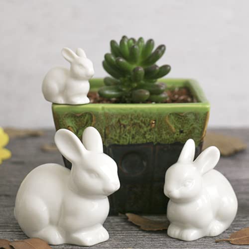 Ceramic Bunny Figurines for Easter and Christmas Decor