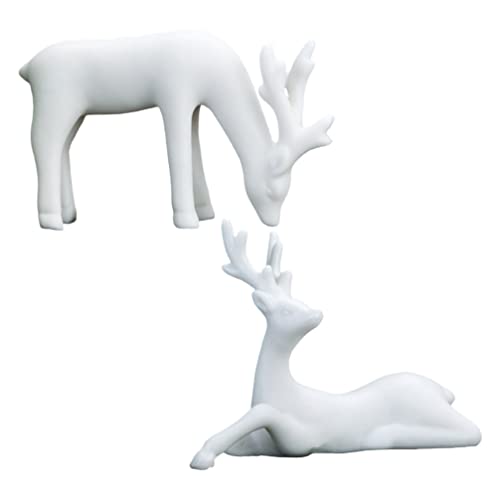 Ceramic Deer Figurines - White Deer Figurine/Reindeer Statue Figurine Deer Gifts/Ceramic Deer Statue Crafts Tea Tray Adornments Modern Desktop Decoration