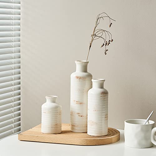 Ceramic Small Vase for Home Decor - Set of 3 Boho Vases
