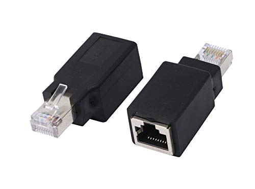 CERRXIAN RJ45 Ethernet LAN Male to Female Cat5 / Cat5e / Cat6 Crossover Adapter(2-Pack),Black (Straight)