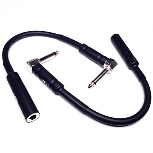 CESS-090 Low-Noise Right Angle 1/4 TS Male to Female Guitar Extension Cable, 2 Pack