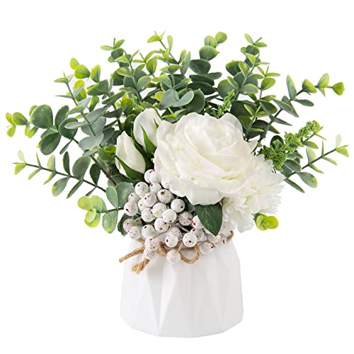 CEWOR 1pcs Artificial Flowers with Vase
