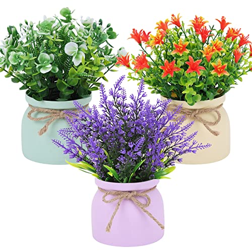 CEWOR Small Artificial Potted Plants for Home Decor