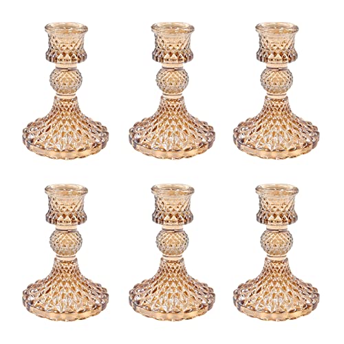 Champagne Diamond Taper Candle Holders