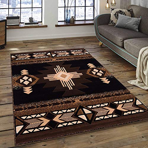 Champion Rugs Southwest Native American Navajo Aztec Indian Chocolate Carpet Area Rug (2 Feet X 3 Feet)