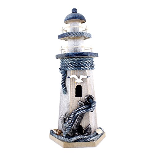 Chaomian Home Ornaments Anchor Wooden Lighthouse 10.6" High Nautical Themed Rooms Lighthouse