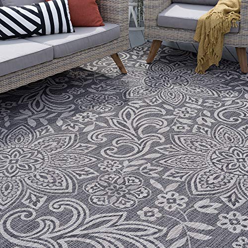 Charcoal Jute Large Indoor Outdoor Rug