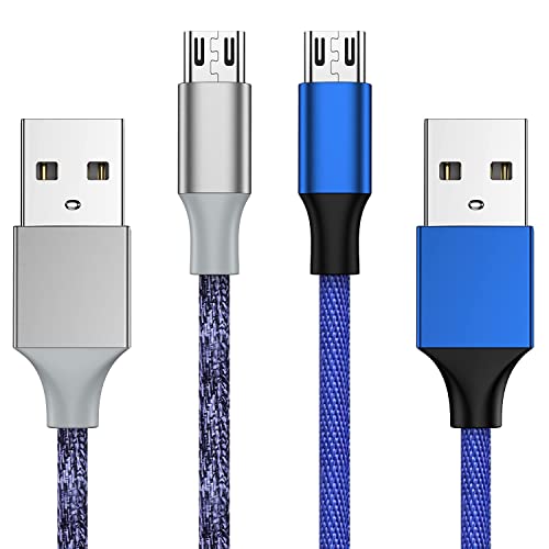 Charger Cable for Xbox One Controller - 2 Pack 10FT Nylon Braided Micro USB 2.0 Charge and Play Data Sync Cord for Xbox One S/X, Playstation 4, dualshock 4 Controller, Samsung, Android Phone