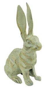 Charming Cast Iron Sitting Bunny Rabbit Garden Decor Statue