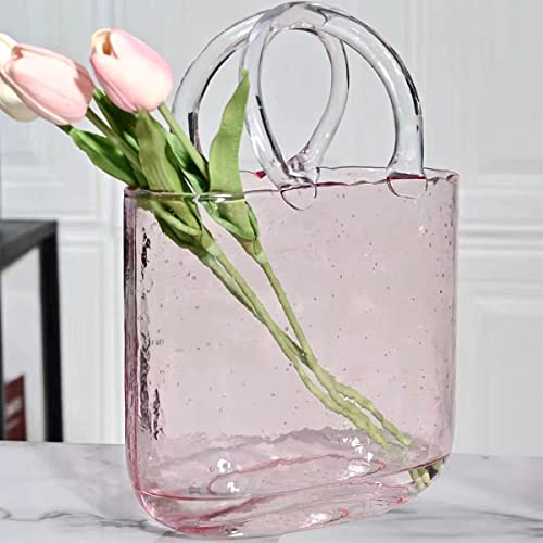 Charming Pink Glass Purse Vase for Home Décor