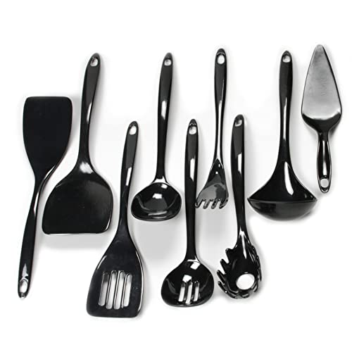 Hutzler Cook & Serve Melamine Utensils 12-Piece Set, Black