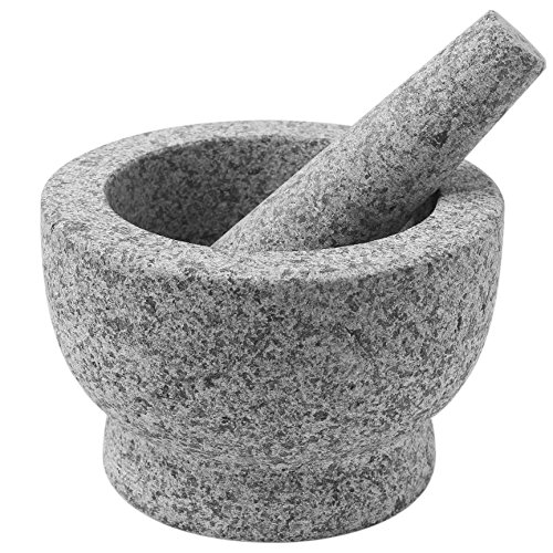 ChefSofi Mortar and Pestle Set - 6 Inch - Unpolished Heavy Granite