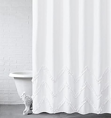 Chic Farmhouse Shower Curtain with Ruffled Trim