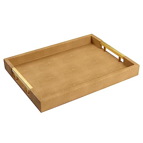 Chic Modern Faux Leather Tray with Handles