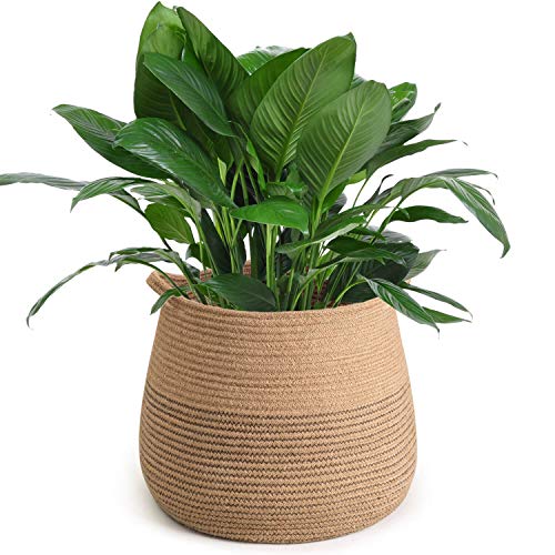 CHICVITA Jute Belly Plant Basket - Multi-Functional Woven Organizer for Storage and Pot Cover