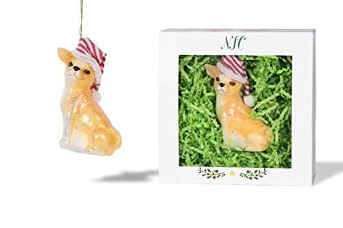 Chihuahua with Hat Glass Ornament | North Star Christmas