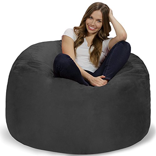 Chill Sack Bean Bag Chair: Giant Memory Foam Furniture Bean Bag - Charcoal