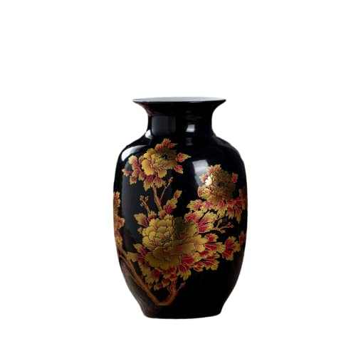 Chinese Ceramic Flower Vase with Peony Design