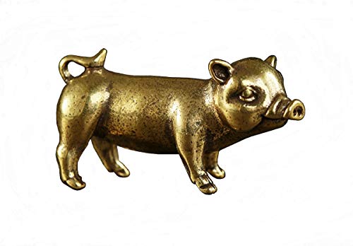 Chinese Feng Shui Brass Mini Pig Decor Statue Figurines