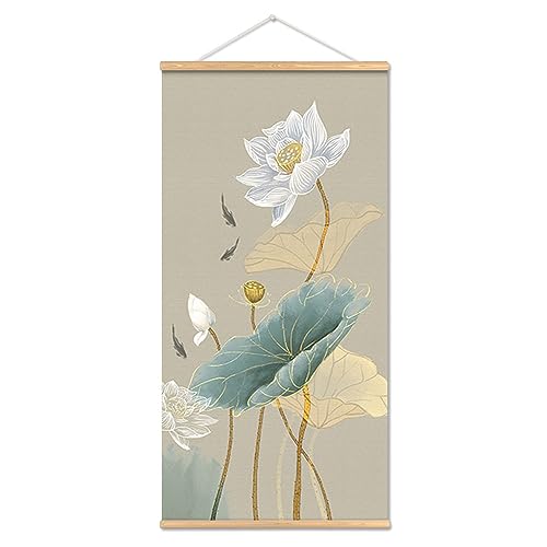 Chinese Lotus Flower Landscape Canvas Wall Art - Vibrant Home Decor Gift