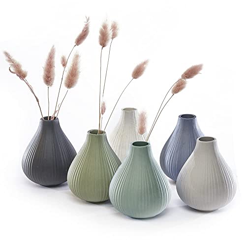 Chive 'Frost' Ceramic Flower Vase Set - Beautiful Small Bud Vases for Flowers & House Plants
