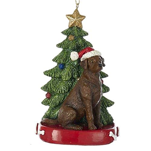 Chocolate Lab Labrador Wearing Santa Hat Ornament