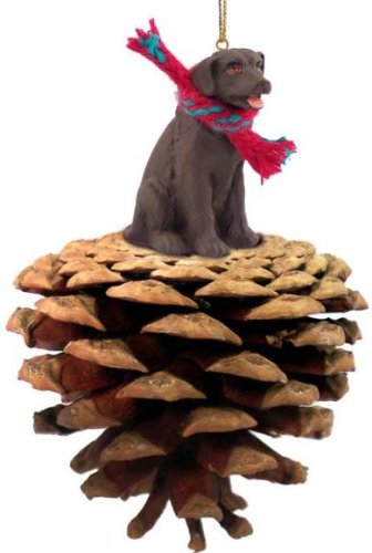 Chocolate Labrador Retriever Dog Pinecone Ornament