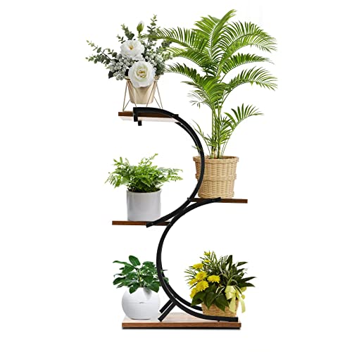 CHPHI 4-Tier Wrought Iron Green Plant Stand