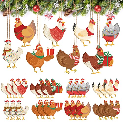 Christmas Chicken Ornament Set
