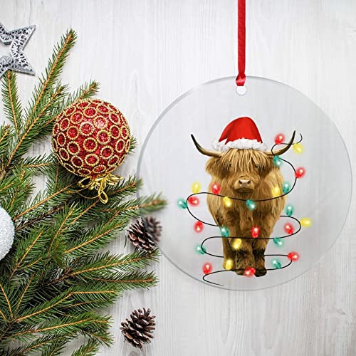Christmas Cow Light Santa Hat Ornament