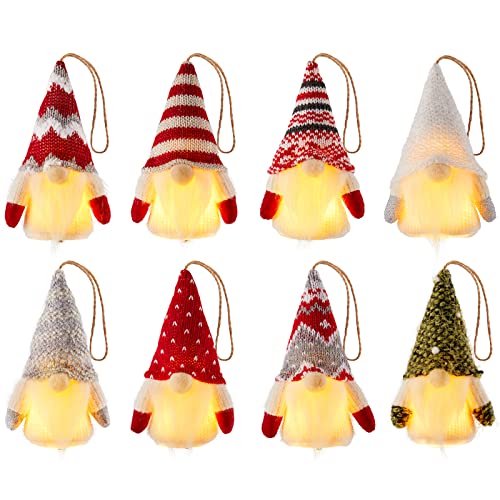 Christmas Gnome Ornaments, Lighted Tree Decorations