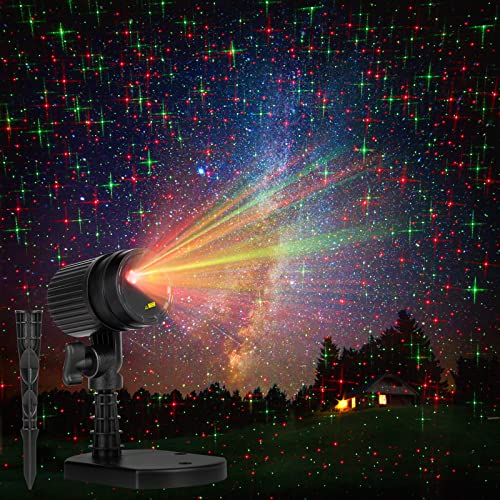 Christmas Laser Lights Outdoor, Led Christmas Projector Lights Landscape Spotlights Red and Green Star Show Waterproof Decorative Lights for Indoor Outdoor Garden Patio Wall Holiday