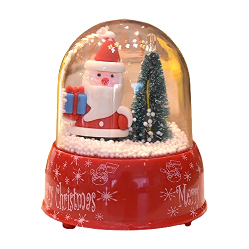 Christmas Musical Box Snowman Santa Claus Snow Globe Ornament
