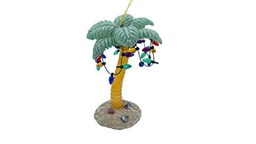 Christmas Palm Tree Coastal Beach Ornament with Xmas Lights