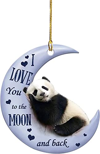 Christmas Panda Moon Ornament
