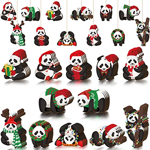 Christmas Panda Ornament Set