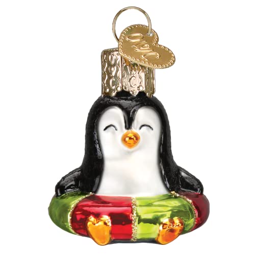 Christmas Penguin Glass Ornament