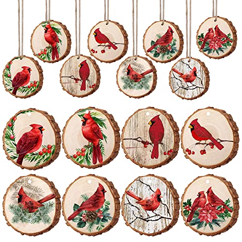 Christmas Red Cardinal Wood Ornaments