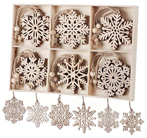Christmas Snowflakes Wooden Tree Decorations