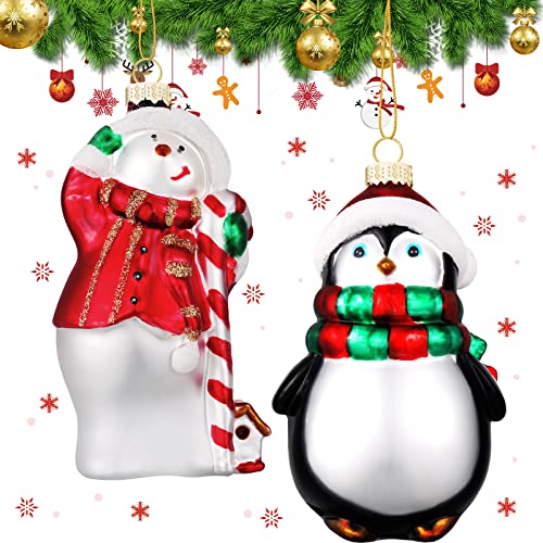Christmas Snowman Glass Ornaments